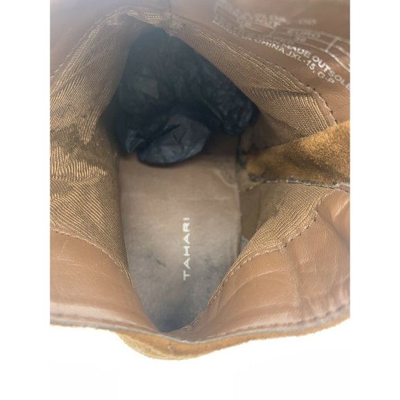 Tahari Milla Slope Chestnut Brown Size 5 Ankle Zip Up Fringed Booties EUC - Picture 6 of 10